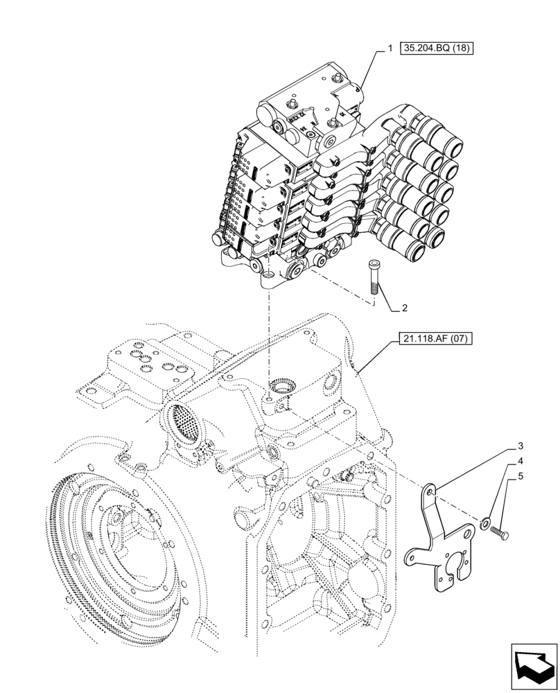 Схема запчастей Case IH PUMA 150 CVT - (35.204.BQ[17]) - VAR - 758061 - 5 REMOTE CONTROL VALVE (EHR) (35) - HYDRAULIC SYSTEMS