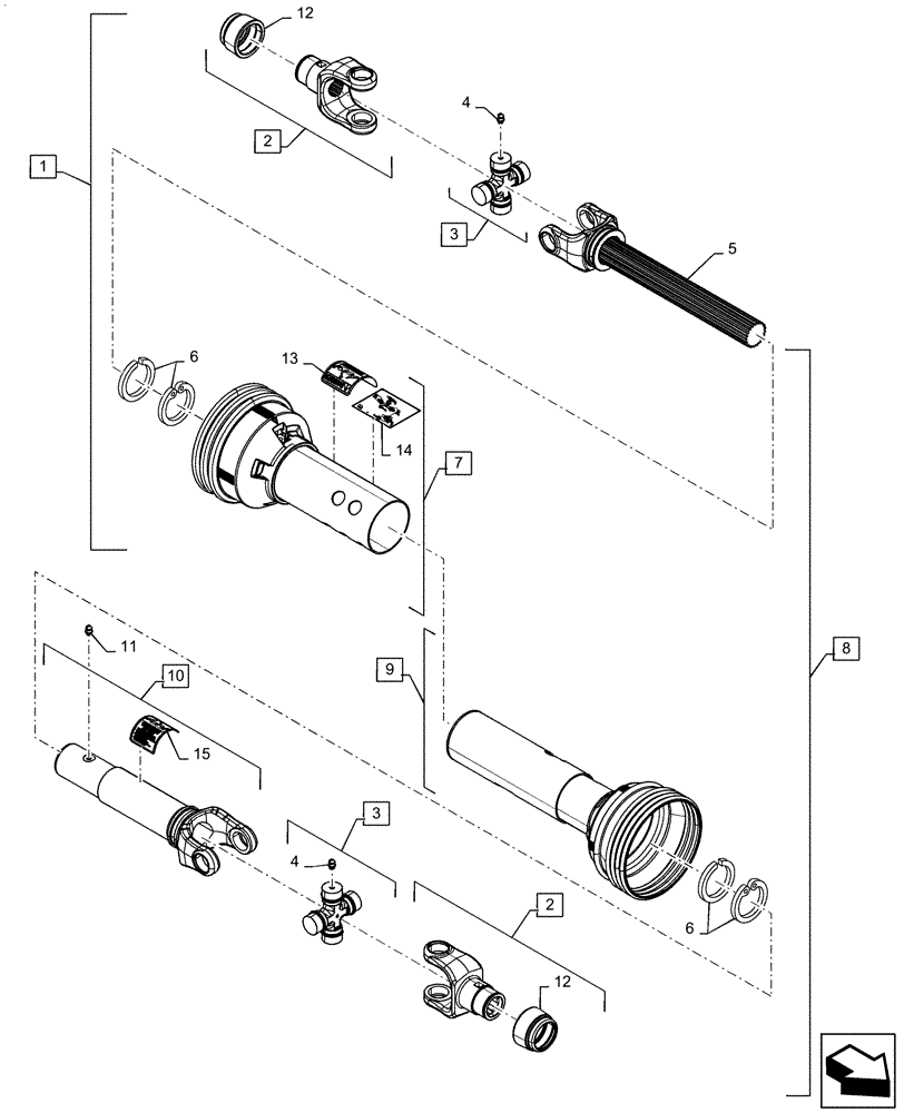 Схема запчастей Case IH DC133 - (31.201.AG[03]) - PTO,PRIMARY, SWIVEL TONGUE, 2 POINT HITCH (31) - IMPLEMENT POWER TAKE OFF