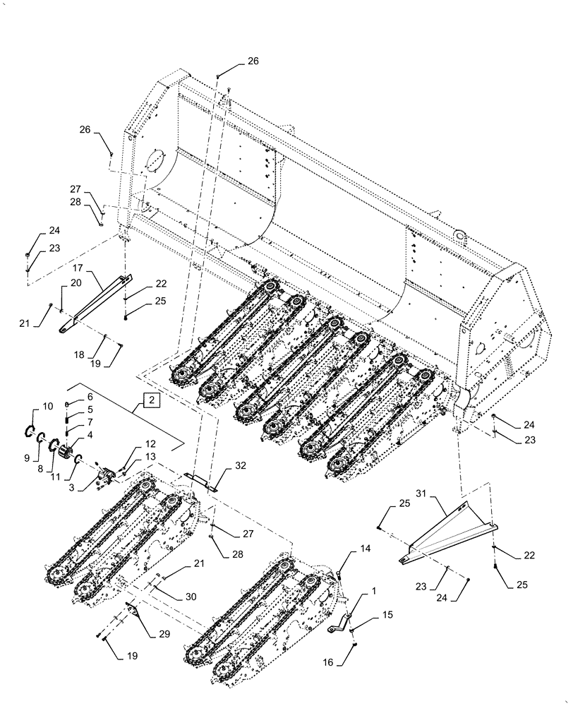 Схема запчастей Case IH 5506-55 - (58.230.AI[02]) - ROW UNIT, WITHOUT CHOPPER, 5506-55 (58) - ATTACHMENTS/HEADERS