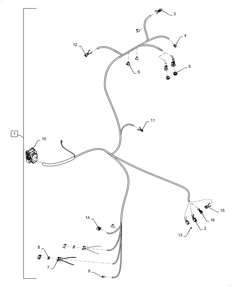 Схема запчастей Case IH AF4088 - (55.101.AC[03]) - HARNESS, WIRE, LH CHASSIS, USE FOR 2016 (55) - ELECTRICAL SYSTEMS