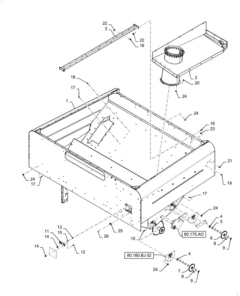 Схема запчастей Case IH AF4088 - (80.150.AA[04]) - GRAIN TANK ASSY (80) - CROP STORAGE/UNLOADING