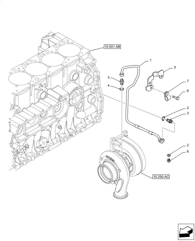 Схема запчастей Case IH F2CFE614A A010 - (10.250.AD) - TURBOCHARGER LUBE LINE (10) - ENGINE