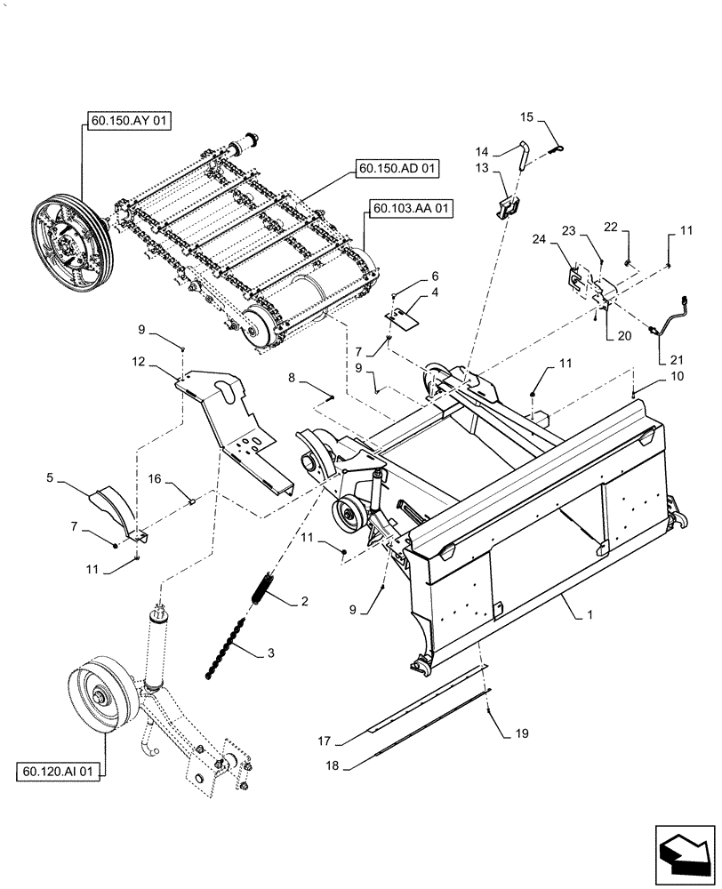 Схема запчастей Case IH AF4088 - (60.110.AF[02]) - FEEDER ASSY, HD (60) - PRODUCT FEEDING