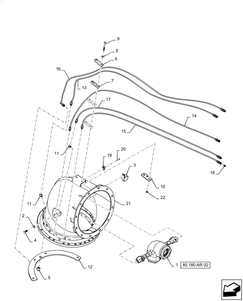 Схема запчастей Case IH AF4088 - (80.180.AY[02]) - ELBOW ASSY, UPPER UNLOADER (80) - CROP STORAGE/UNLOADING