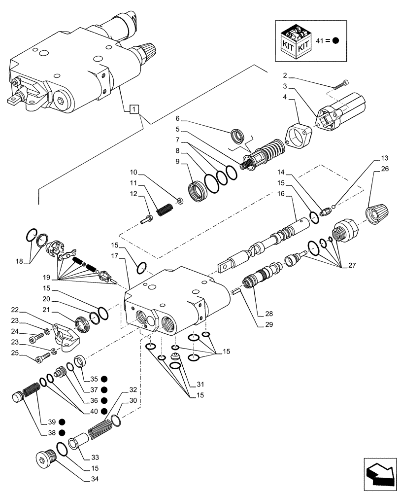 Схема запчастей Case IH PUMA 150 - (35.204.BE[23]) - VAR - 391164, 758050, 758057, 758058 - CONTROL VALVE SECTION, COMPONENTS (35) - HYDRAULIC SYSTEMS