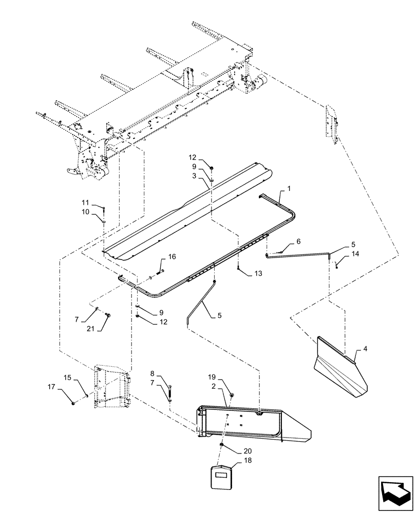 Схема запчастей Case IH DC163 - (58.130.AD[03]) - SHIELD, REAR, DUCKTAIL ASSY, FLAIL (58) - ATTACHMENTS/HEADERS