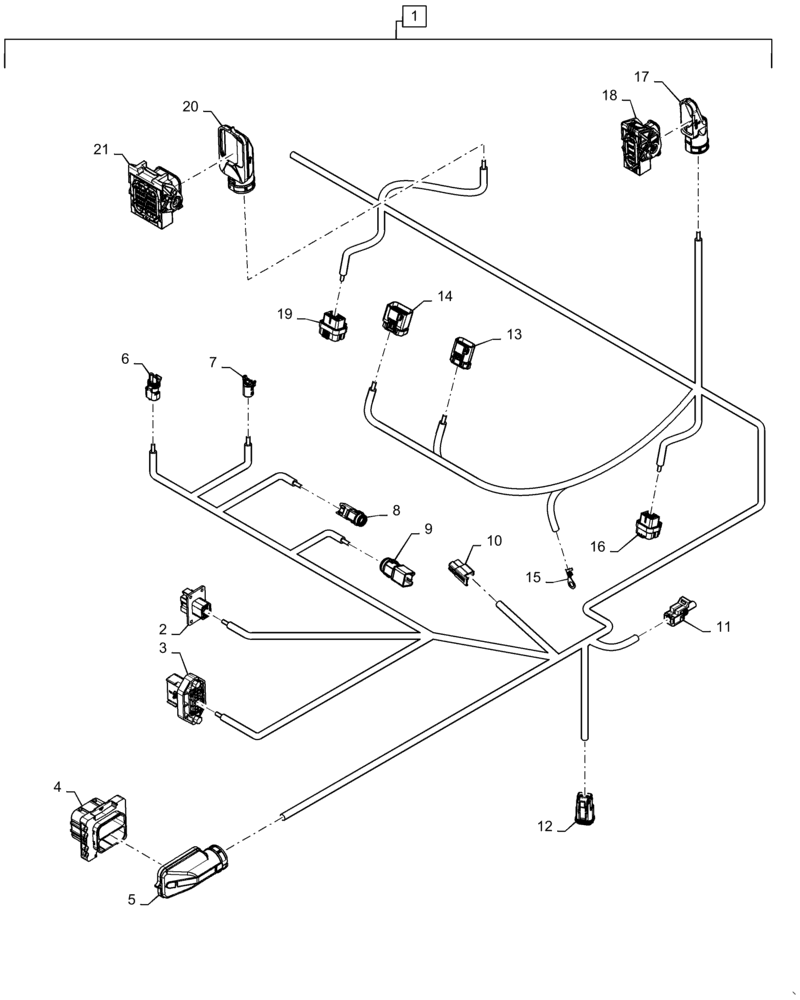 Схема запчастей Case IH MAGNUM 280 - (55.510.BP[05]) - VAR - 420010, 420012, 449112, 449058, 449059, 429373, 429374 - WIRE HARNESS, CAB, OUTER - BSN - ZERF08099 (55) - ELECTRICAL SYSTEMS