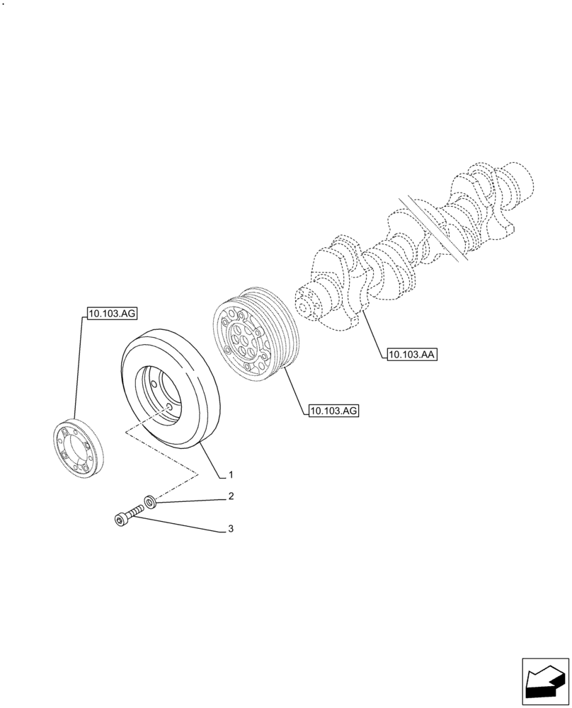 Схема запчастей Case IH F2CFE614A A010 - (10.110.AD) - CRANKSHAFT, DAMPER (10) - ENGINE
