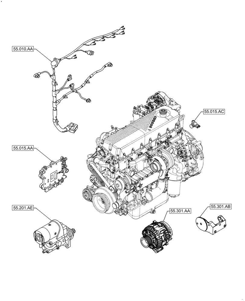Схема запчастей Case IH F2CFA614A E010 - (55.000.00) - SECTION INDEX - ELECTRICAL SISTEM (55) - ELECTRICAL SYSTEMS