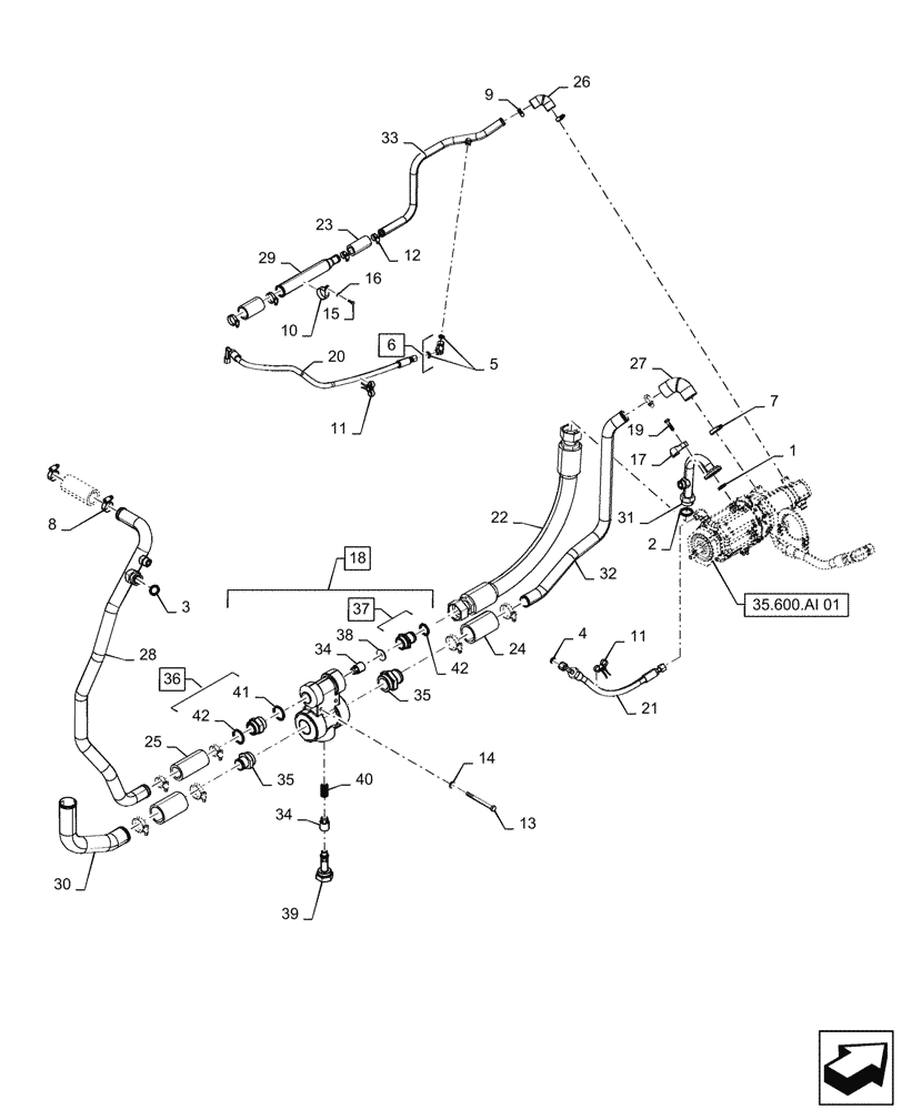 Схема запчастей Case IH QUADTRAC 500 - (35.600.AM[01]) - HIGH FLOW CHARGE RELIEF VALVE (BSN ZGF309204) (35) - HYDRAULIC SYSTEMS