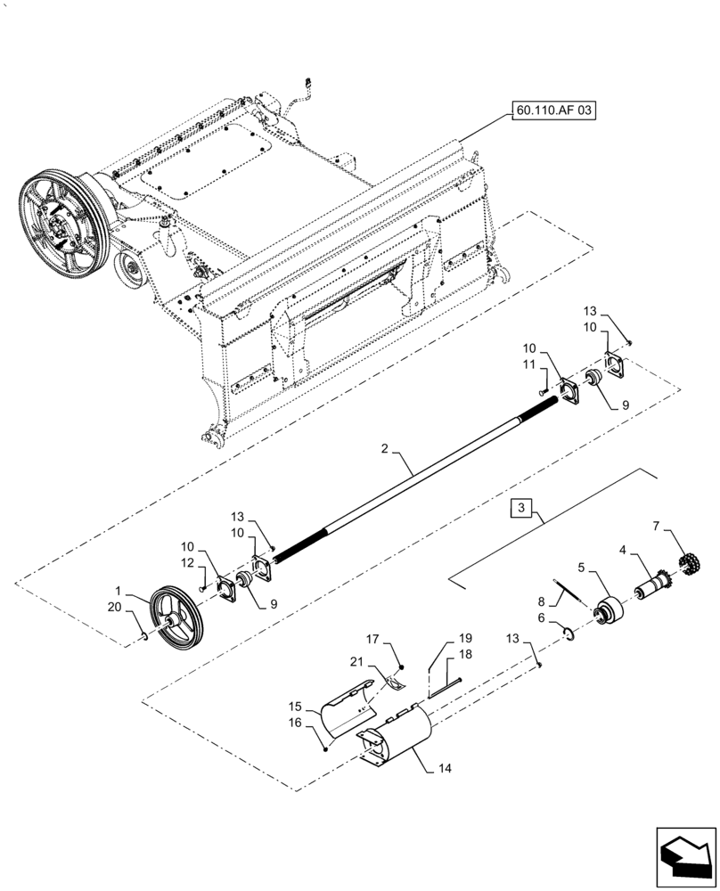 Схема запчастей Case IH AF4088 - (60.120.AI[08]) - DRIVE, HEADER, SINGLE SPEED, STD (60) - PRODUCT FEEDING