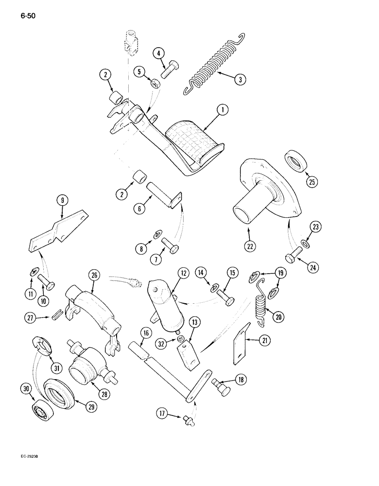 Схема запчастей Case IH 995 - (6-050) - CLUTCH CONTROLS, LOWER, TRACTOR WITH CAB (06) - POWER TRAIN