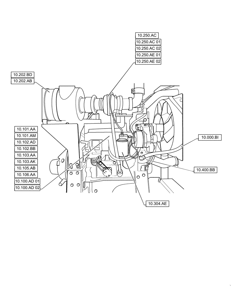 Схема запчастей Case IH RP135 - (00.000.10[02]) - PICTORIAL INDEX - ENGINE (10) - ENGINE