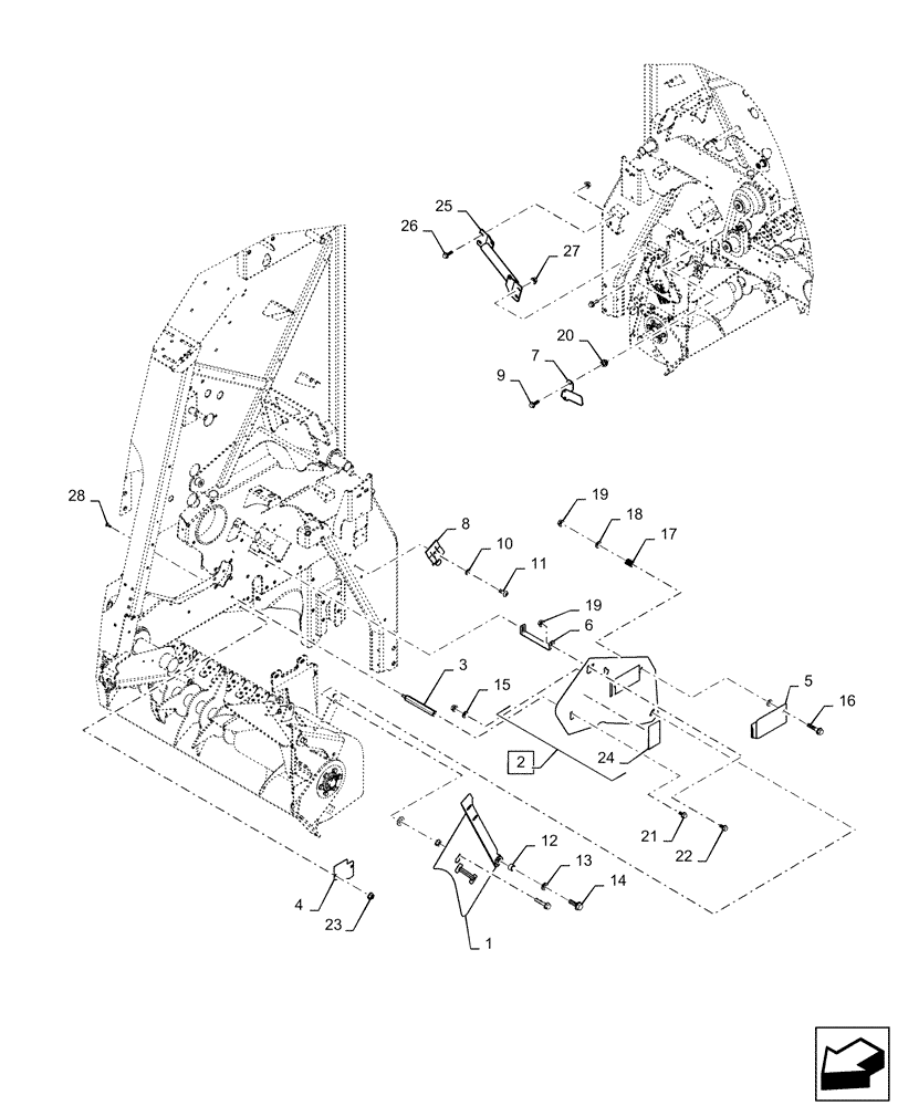 Схема запчастей Case IH RB465 - (90.105.AS[04]) - VAR - 722000 - PICKUP SHIELDS, OVERSHOT FEEDER .. 4 X 6 (90) - PLATFORM, CAB, BODYWORK AND DECALS