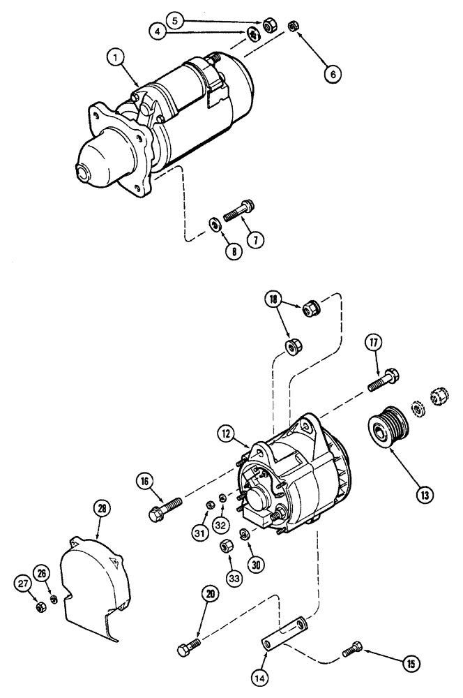 Схема запчастей Case IH 7230 - (4-028) - STARTER AND ALTERNATOR MOUNTING (04) - ELECTRICAL SYSTEMS