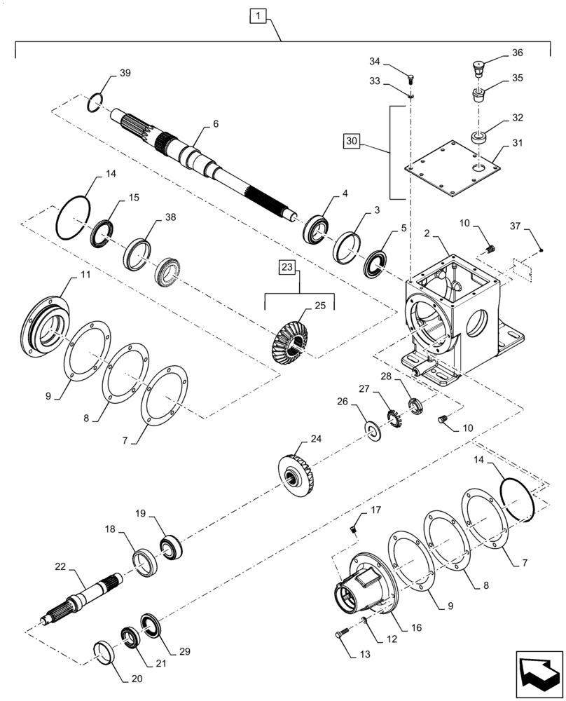 Схема запчастей Case IH AF4077 - (73.210.AP[03]) - STRAW CHOPPER, HOUSING, GEARS & SUPPORT (73) - RESIDUE HANDLING