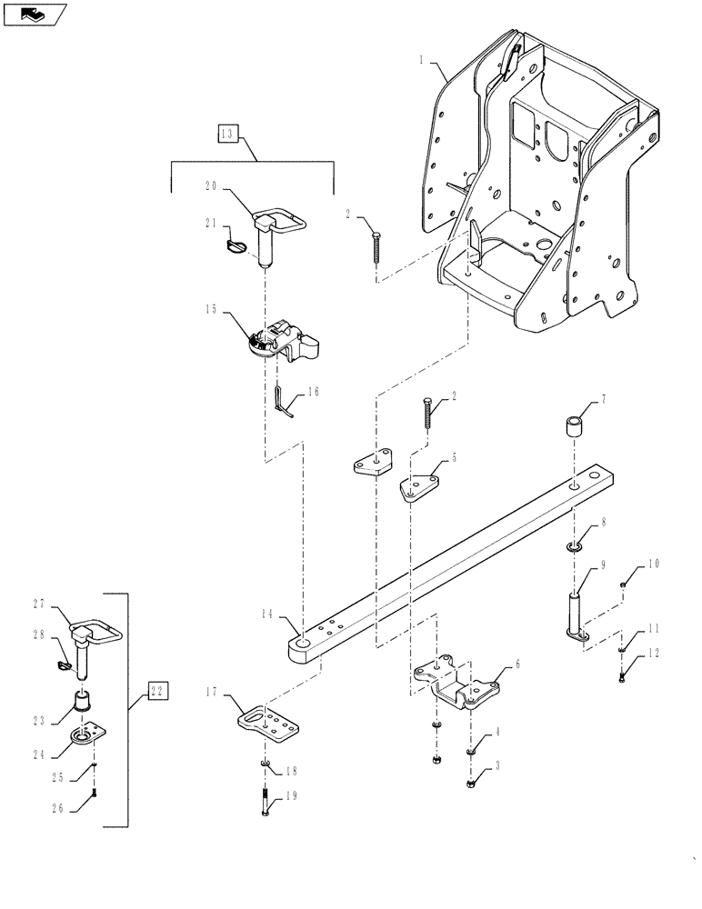 Схема запчастей Case IH QUADTRAC 500 - (37.100.04) - DRAWBAR - CATEGORY 5, WITH THREE POINT HITCH (37) - HITCHES, DRAWBARS & IMPLEMENT COUPLINGS