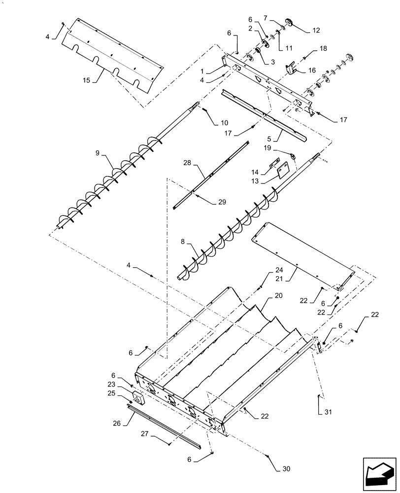 Схема запчастей Case IH AF4077 - (74.140.CM) - AUGER BED, AUGER BED (74) - CLEANING