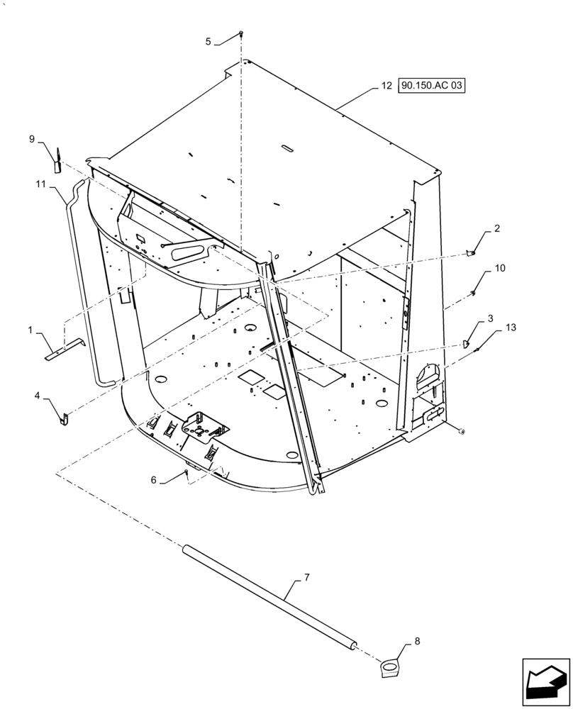 Схема запчастей Case IH AF4088 - (90.150.AC[04]) - CAB FRAME, HEATER, AIR CONDITIONER, USE FOR 2016 (90) - PLATFORM, CAB, BODYWORK AND DECALS