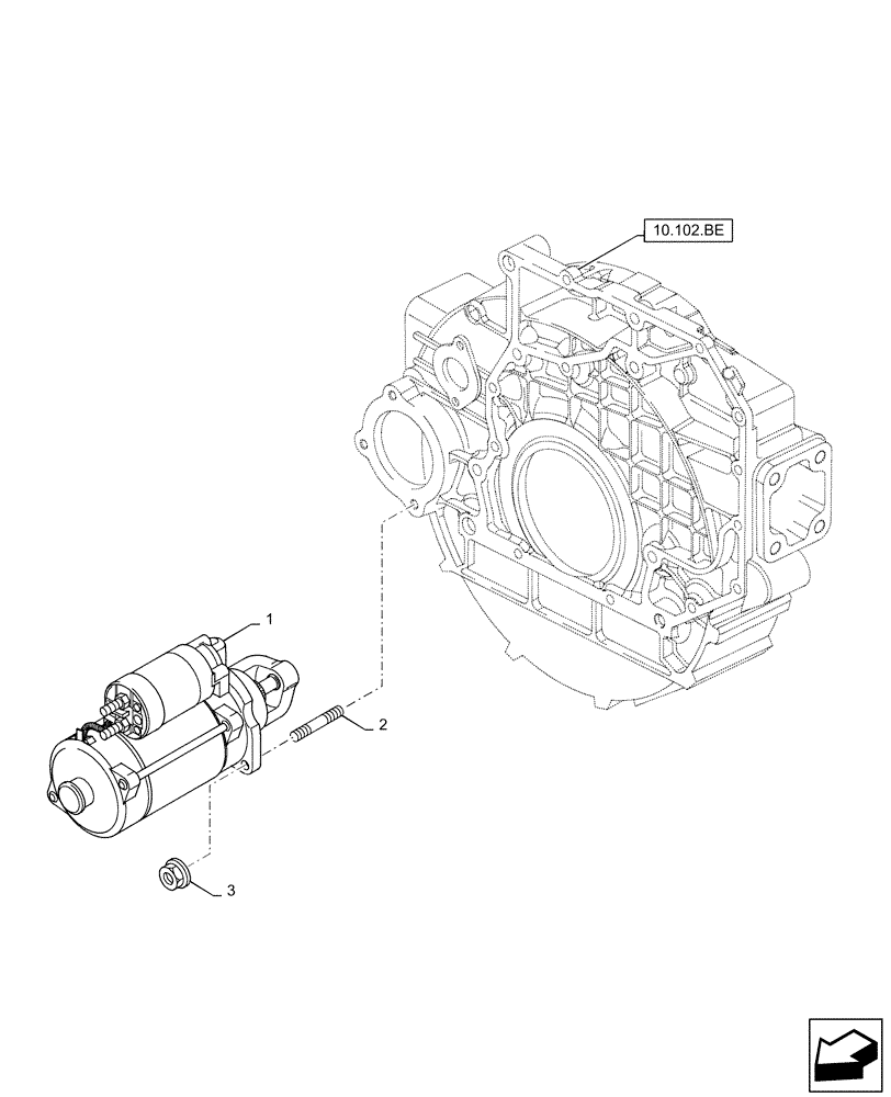 Схема запчастей Case IH 100A - (55.201.AE) - STARTER MOTOR & MOUNTING (55) - ELECTRICAL SYSTEMS