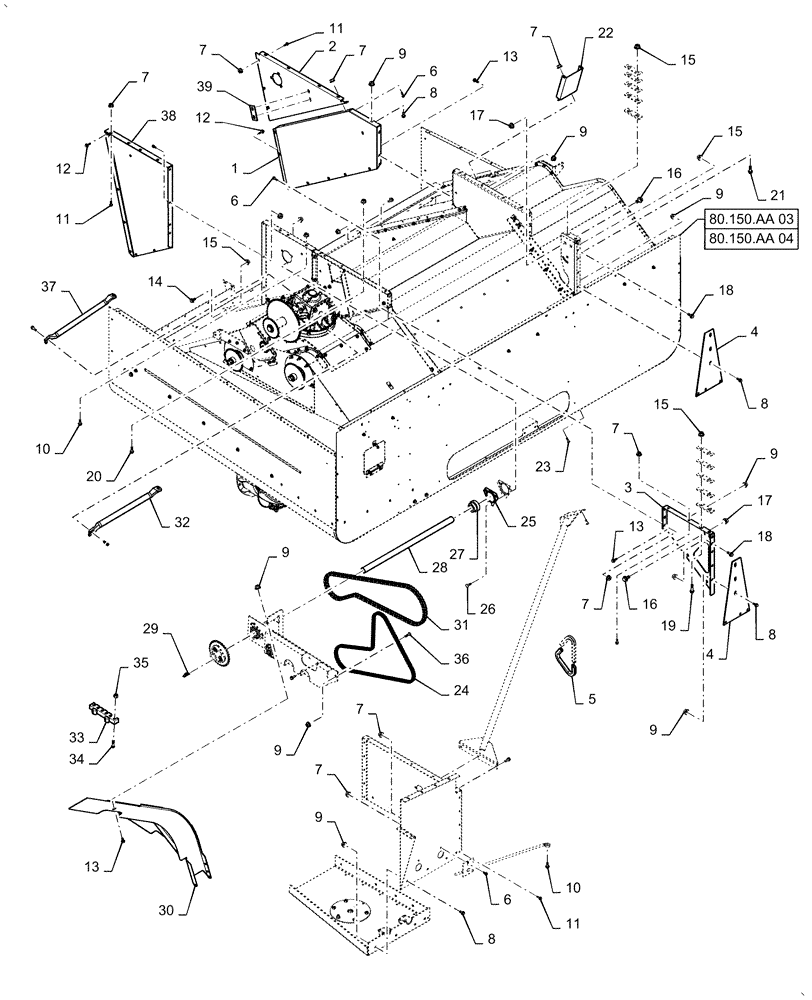 Схема запчастей Case IH AF4088 - (80.150.AA[01]) - GRAIN TANK ASSY (80) - CROP STORAGE/UNLOADING