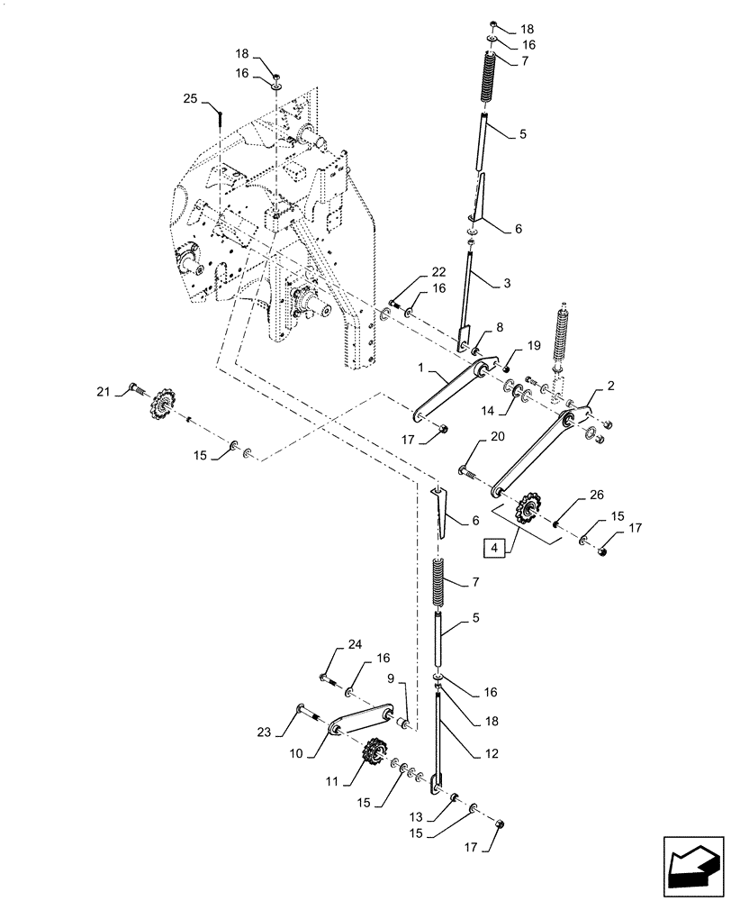 Схема запчастей Case IH RB455 - (62.140.AJ[06]) - DRIVE IDLERS, OVERSHOT FEEDER (62) - PRESSING - BALE FORMATION