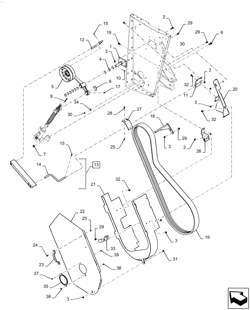 Схема запчастей Case IH AF4088 - (60.150.AQ[01]) - FEEDER DRIVE, ASSY WITH OUT ROCK TRAP (60) - PRODUCT FEEDING
