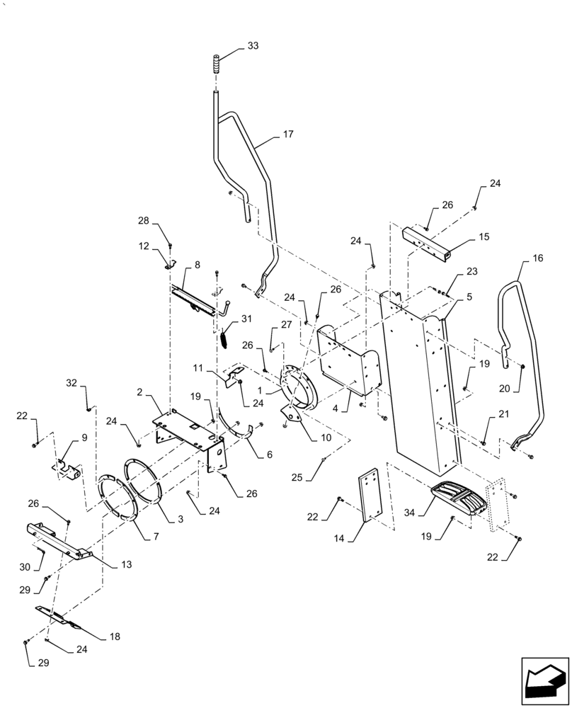 Схема запчастей Case IH AF4088 - (90.118.BB) - LADDER, OPERATORS PIVOTING (90) - PLATFORM, CAB, BODYWORK AND DECALS
