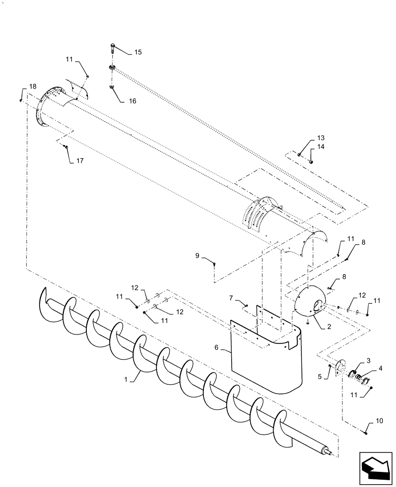 Схема запчастей Case IH AF4088 - (80.180.AQ[01]) - AUGER ASSY UNLOADER (80) - CROP STORAGE/UNLOADING