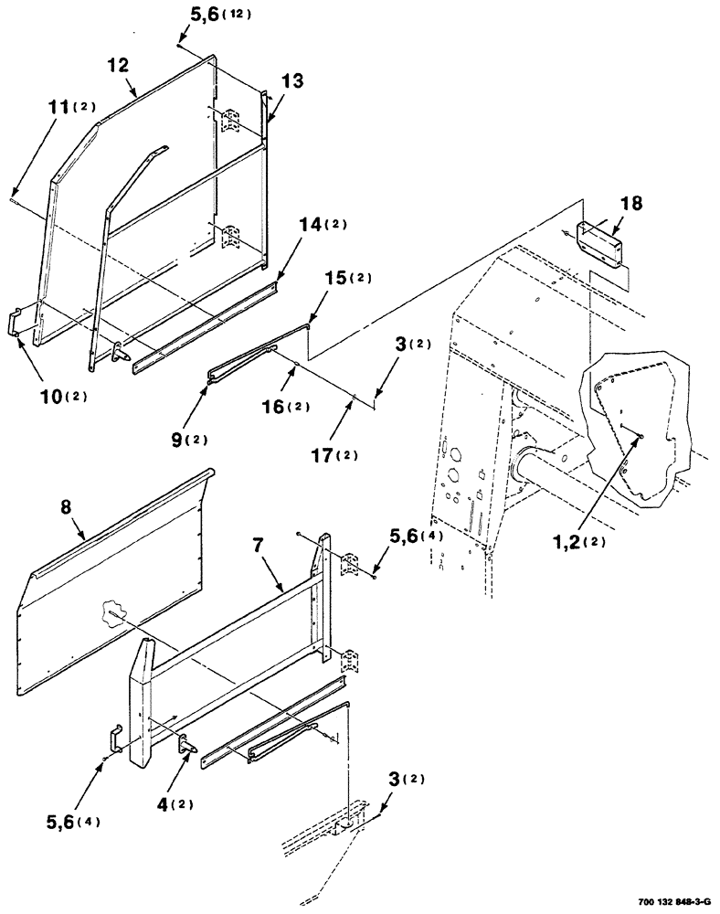 Схема запчастей Case IH RS561 - (07-030) - SHIELD, LATCH AND SUPPORT ASSEMBLIES (RIGHT) (S.N. CFH0156400 AND LATER) (12) - MAIN FRAME