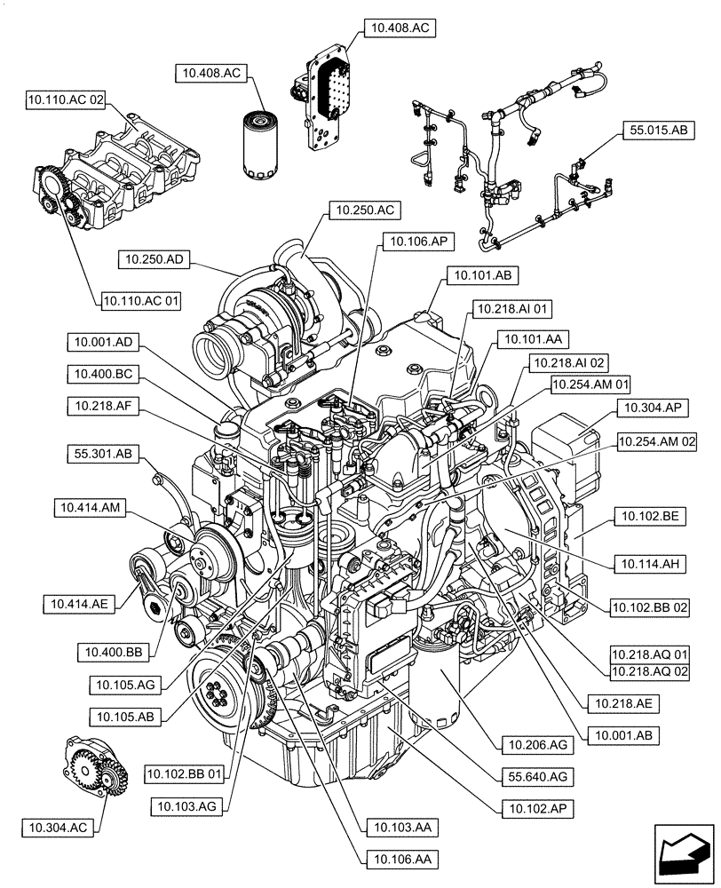 Схема запчастей Case IH 120A - (10.000.00[01]) - SECTION INDEX - ENGINE (10) - ENGINE