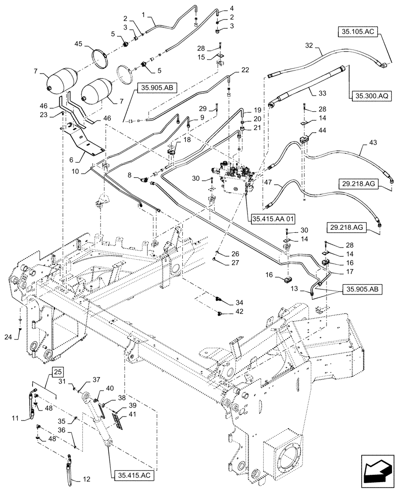 Схема запчастей Case IH WD1504 - (35.415.AD[01]) - HYDRAULIC LIFT ASSY (35) - HYDRAULIC SYSTEMS