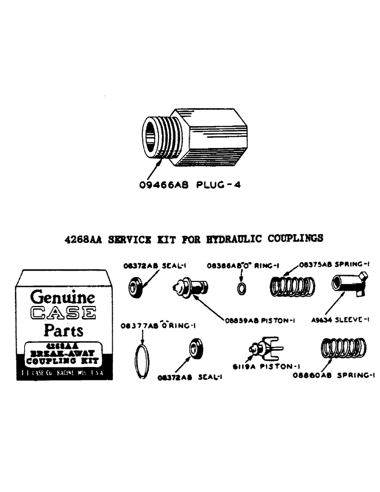 Схема запчастей Case IH 400-SERIES - (216) - ADAPTER PLUG FOR BREAK AWAY COUPLINGS, 4268AA SERVICE KIT FOR HYDRAULIC COUPLINGS (08) - HYDRAULICS