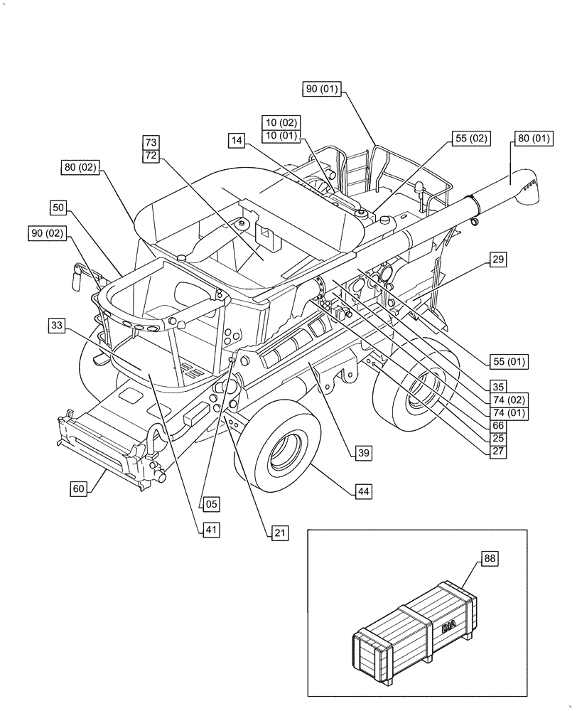 Схема запчастей Case IH AF4077 - (00.000.00) - PICTORIAL INDEX - MAIN SECTIONS (00) - GENERAL & PICTORIAL INDEX
