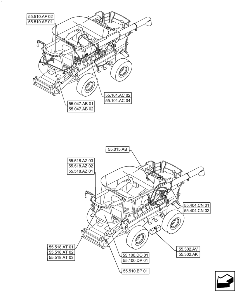 Схема запчастей Case IH AF4077 - (00.000.55[02]) - PICTORIAL INDEX - ELECTRICAL SYSTEMS (00) - GENERAL & PICTORIAL INDEX