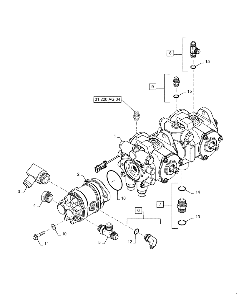 Схема запчастей Case IH WD1504 - (35.602.BH[04]) - HYDROSTATIC PUMP, DRIVE, 4 CYLINDER NON-DRAPER, BSN YGG677500 (35) - HYDRAULIC SYSTEMS