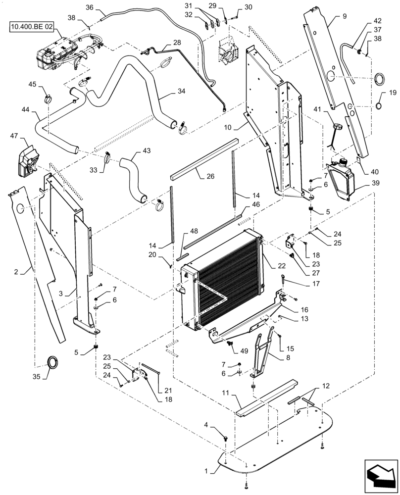 Схема запчастей Case IH MAGNUM 310 - (10.400.BE[01]) - RADIATOR & RELATED PARTS - 310 TIER 4B, ALL TIER 2 MODELS (10) - ENGINE