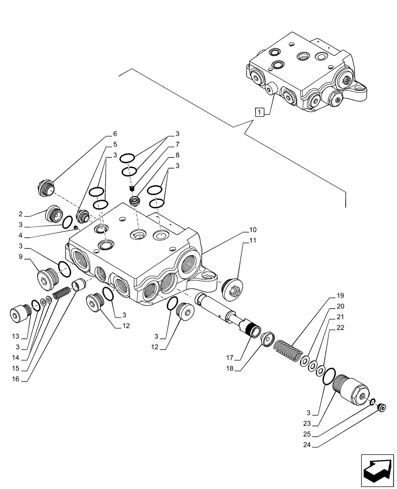 Схема запчастей Case IH PUMA 165 CVT - (35.204.BE[24]) - VAR - 391164, 391165, 758058, 758059, 758060, 758061 - CONTROL VALVE SECTION, COMPONENTS (35) - HYDRAULIC SYSTEMS