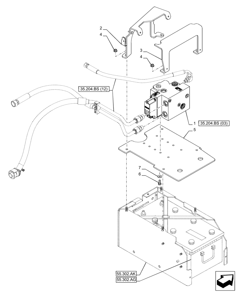 Схема запчастей Case IH PUMA 150 CVT - (35.204.BS[11]) - VAR - 758064 - 1 ELECTRONIC MID MOUNTED VALVES (35) - HYDRAULIC SYSTEMS