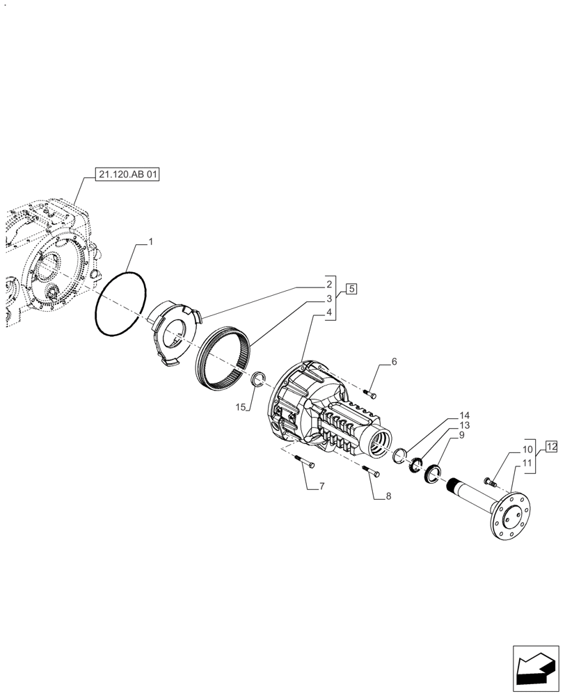 Схема запчастей Case IH FARMALL 110A - (27.124.AD[01]) - VAR - 390331 - FINAL DRIVE HOUSING, STANDARD DUTY (27) - REAR AXLE SYSTEM