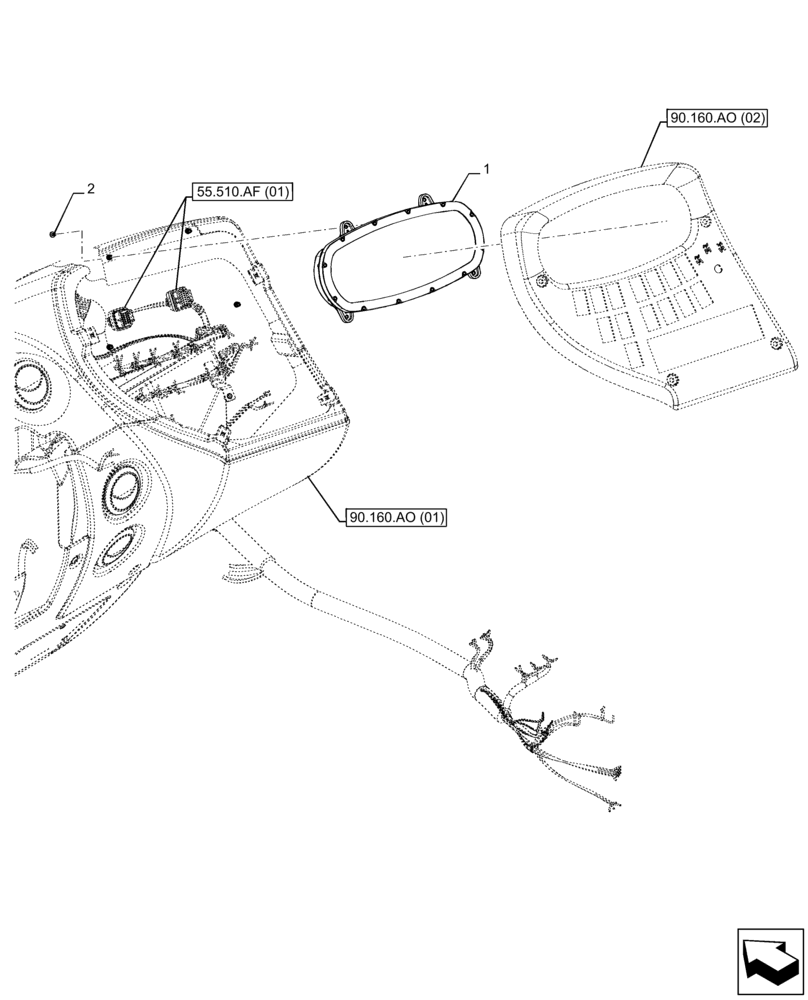 Схема запчастей Case IH FARMLIFT 635 - (55.512.BQ[01]) - INSTRUMENT PANEL (55) - ELECTRICAL SYSTEMS
