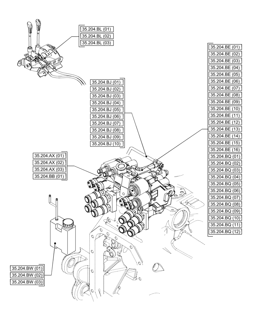 Схема запчастей Case IH PUMA 240 CVT - (00.000.35[03]) - PICTORIAL INDEX - HYDRAULIC SYSTEMS (00) - GENERAL & PICTORIAL INDEX