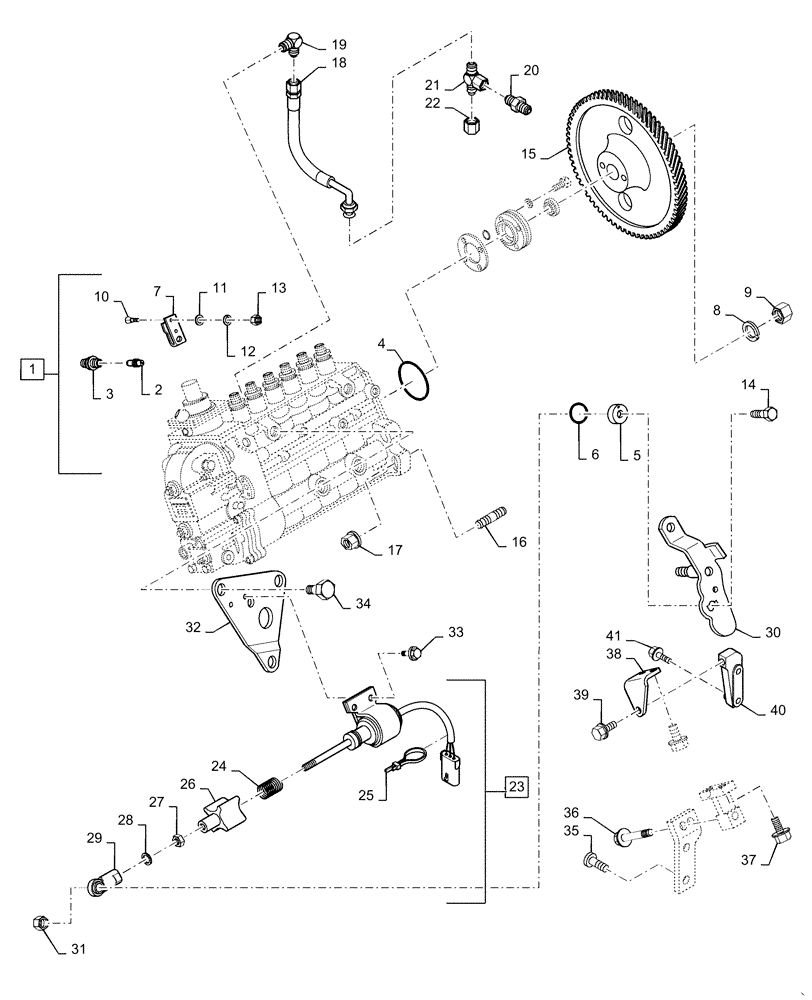 Схема запчастей Case IH RP165 - (10.218.AQ) - FUEL INJECTION PUMP AND DRIVE (10) - ENGINE