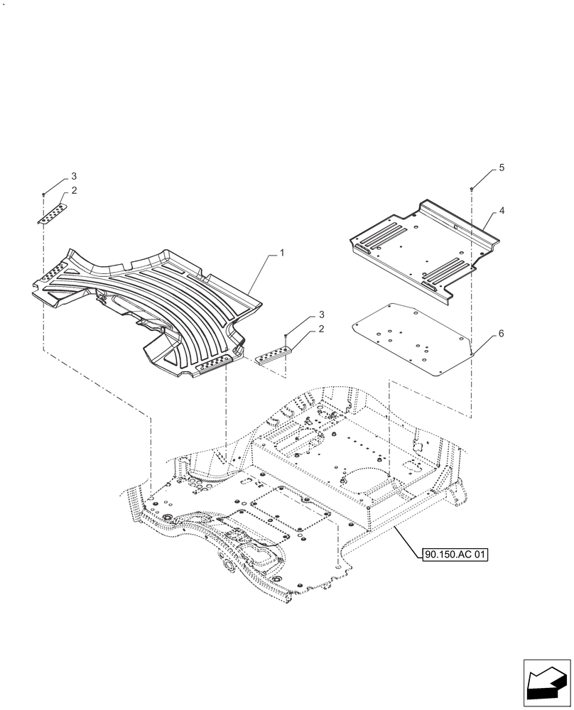 Схема запчастей Case IH FARMALL 130A - (90.160.AR) - VAR - 391610 - FLOOR MAT (90) - PLATFORM, CAB, BODYWORK AND DECALS