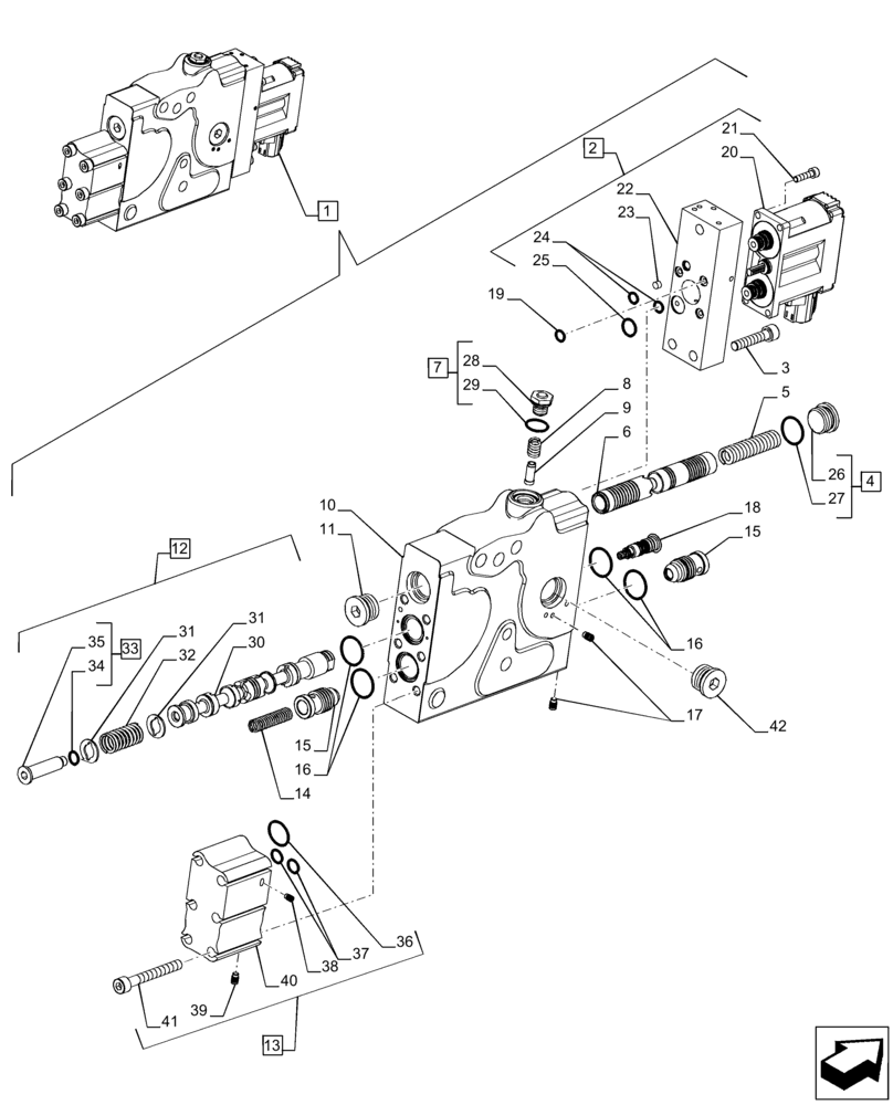 Схема запчастей Case IH PUMA 185 CVT - (35.204.BE[16]) - VAR - 391165, 758059, 758060, 758061 - CONTROL VALVE SECTION, COMPONENTS (35) - HYDRAULIC SYSTEMS