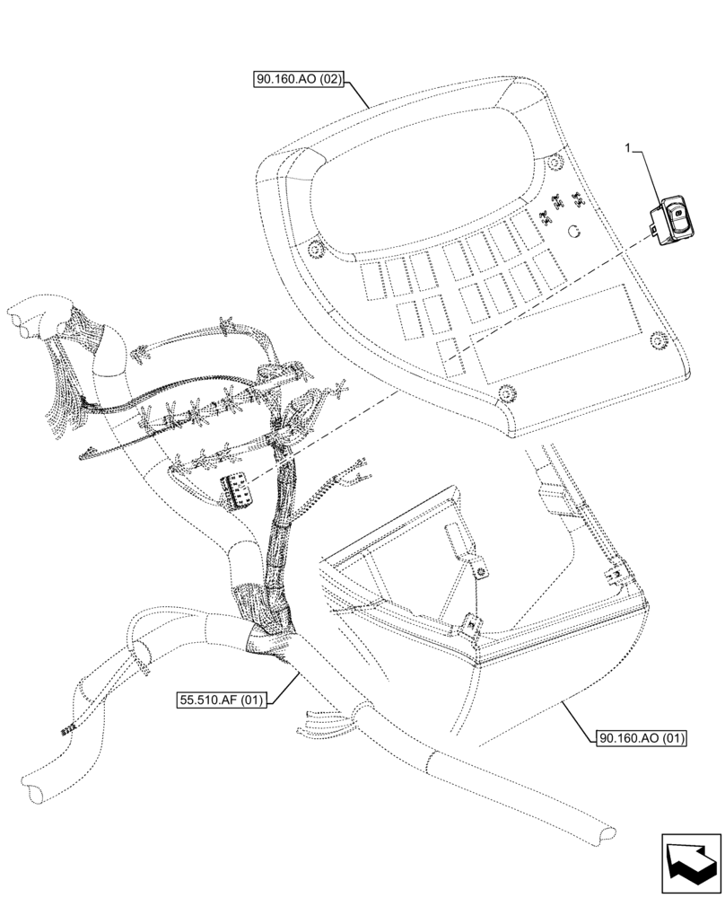 Схема запчастей Case IH FARMLIFT 635 - (55.031.AF) - PARKING BRAKE, SWITCH (55) - ELECTRICAL SYSTEMS