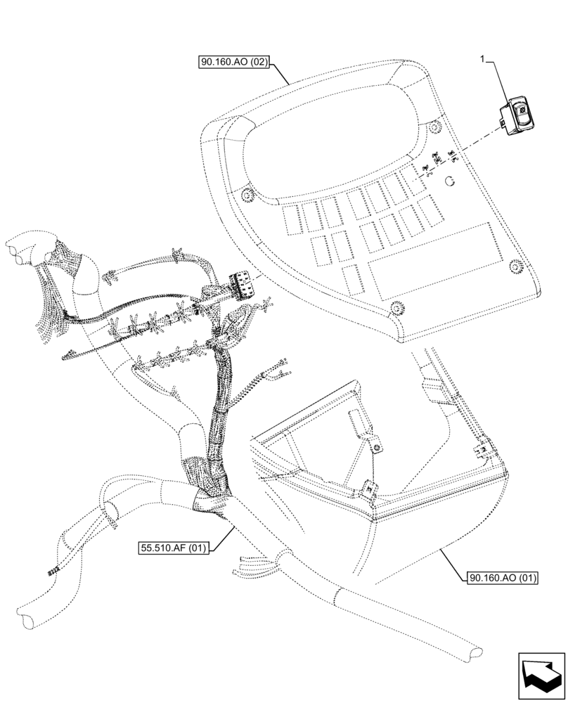 Схема запчастей Case IH FARMLIFT 635 - (55.519.AF) - BRAKE, CONTROL, SWITCH (55) - ELECTRICAL SYSTEMS