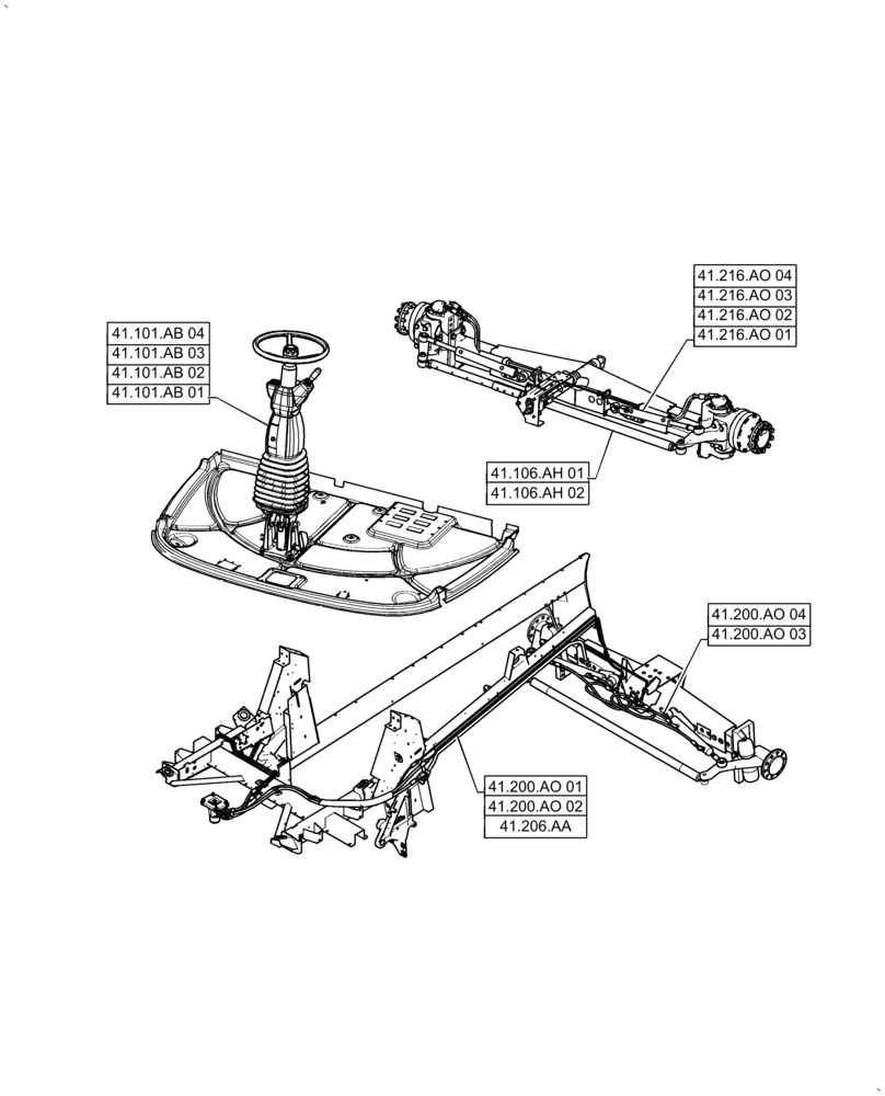 Схема запчастей Case IH AF4077 - (00.000.41) - PICTORIAL INDEX - STEERING, USE FOR 2016 (00) - GENERAL & PICTORIAL INDEX