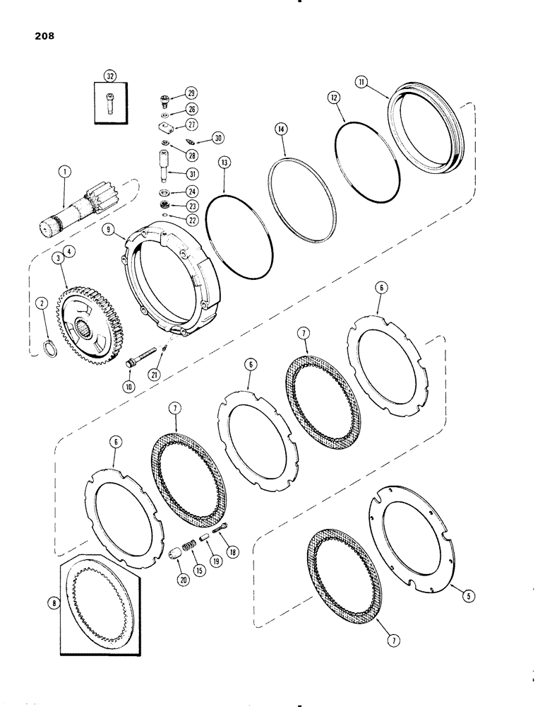 Схема запчастей Case IH 1270 - (208) - DIFFERENTIAL BRAKE (06) - POWER TRAIN