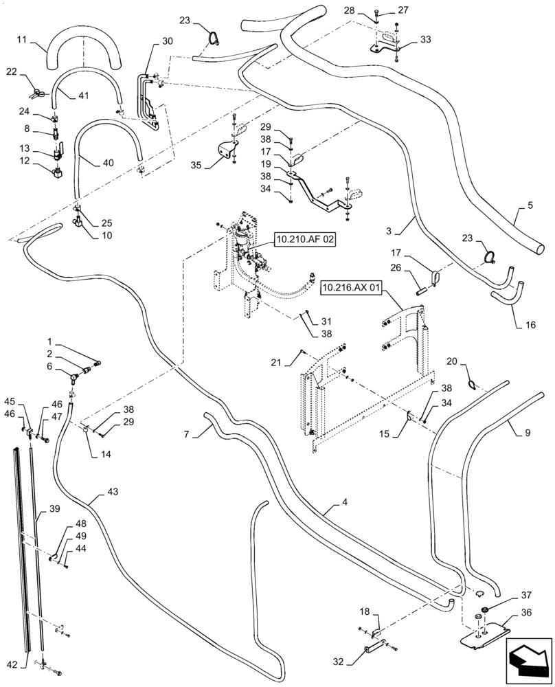 Схема запчастей Case IH QUADTRAC 370 - (10.210.AF[01]) - FUEL LINE, 370 (10) - ENGINE